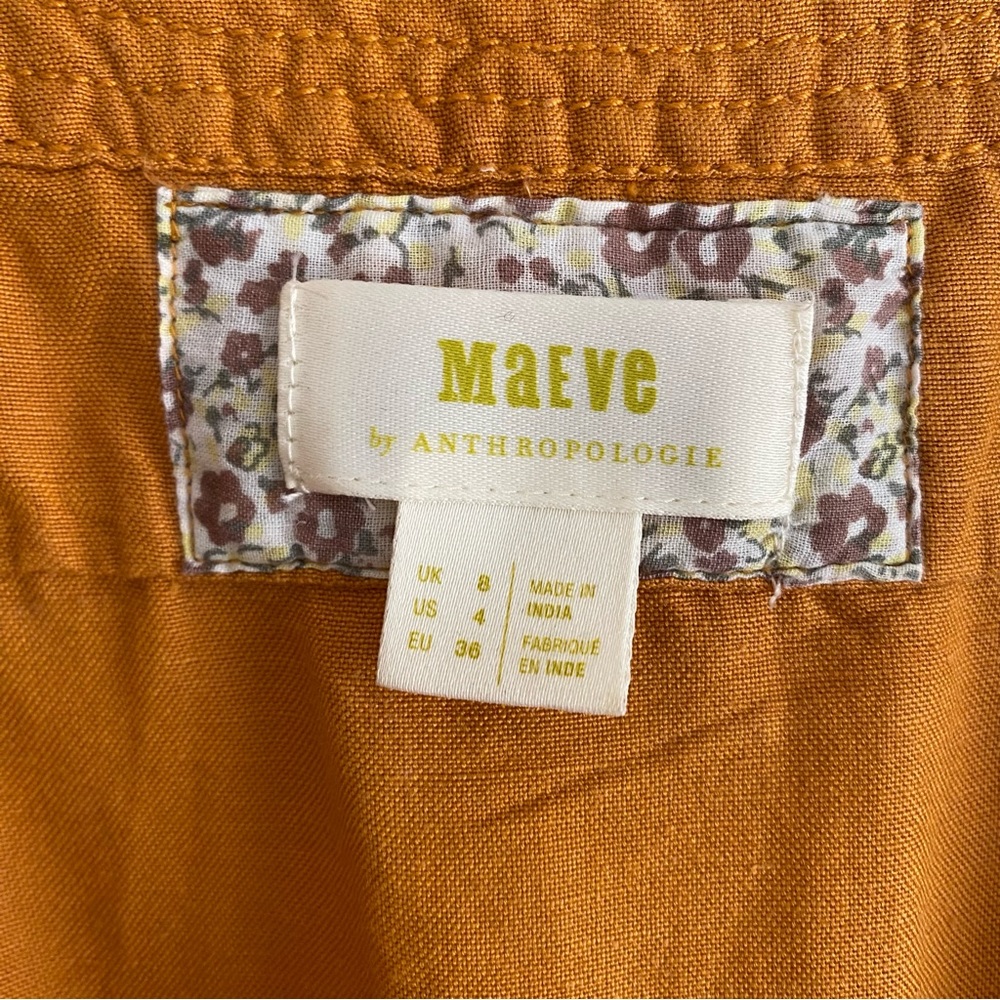 Maeve Anthropologie Mustard Yellow Romper | size 4 - Picture 3 of 5